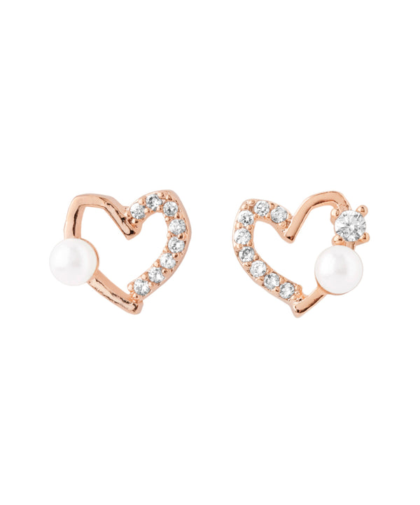 パール×ビジューハートピアス