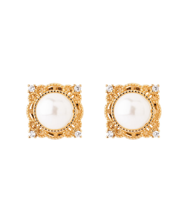 ANEMONE】パール×レースデザインピアス｜アネモネ・シエナロゼ