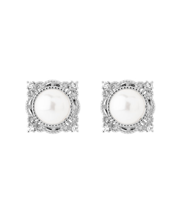 パール×レースデザインピアス