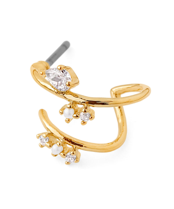 ビジュー×ダブルラインフープピアス