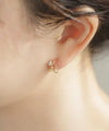 ビジュー×ダブルラインフープピアス