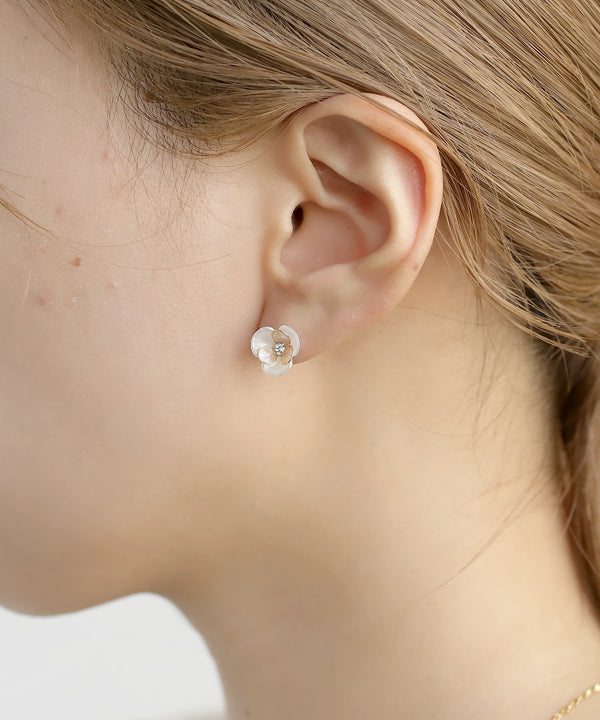 ビジュー×フラワーピアス