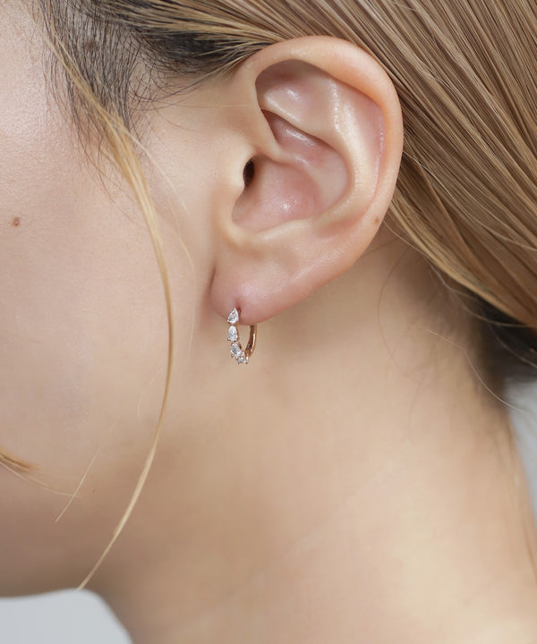 【ステンレス】ビジューフープピアス