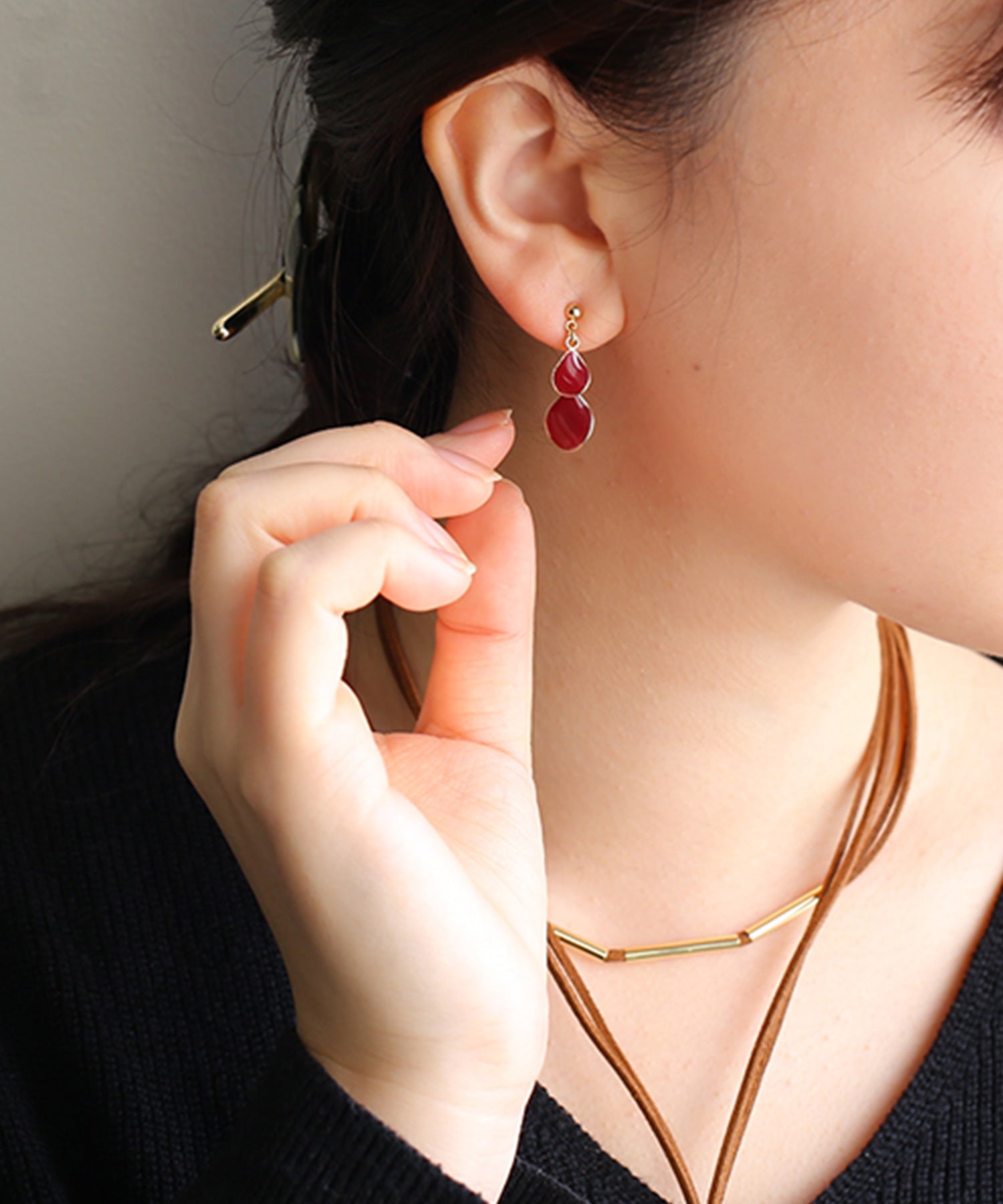 ANEMONE】つやつやダブルプレートのピアス｜SANPO ONLINE(サンポー