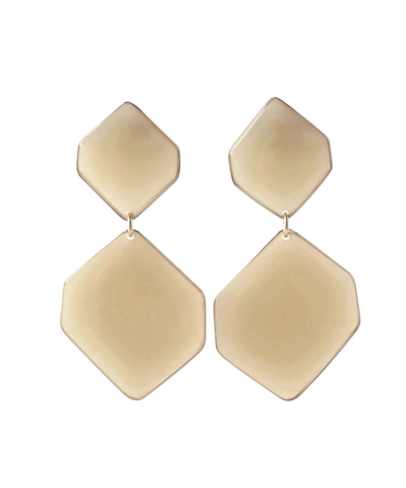 Shiny double hexagon earrings