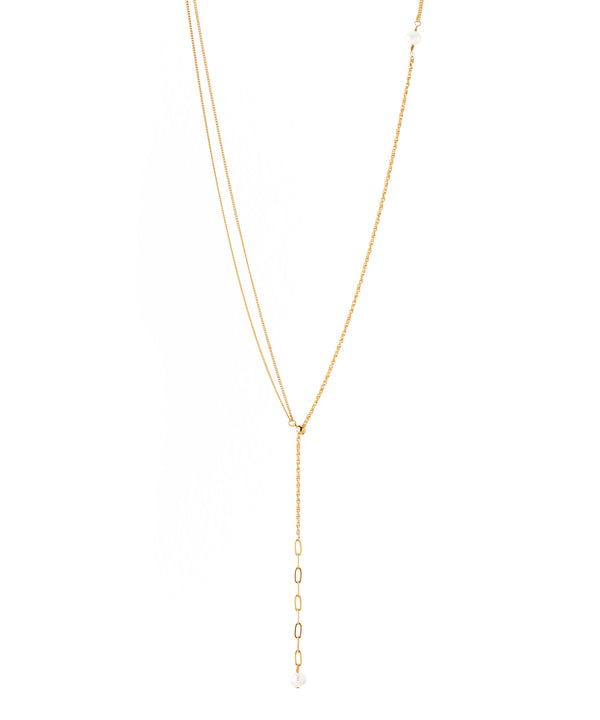 パール×ミックスチェーンY字ネックレス