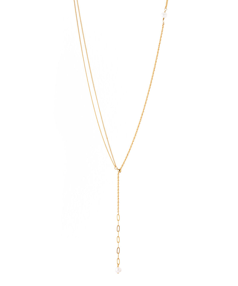パール×ミックスチェーンY字ネックレス