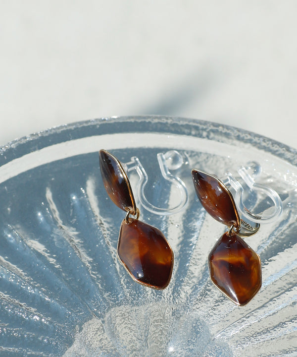 ダブルヘキサゴンのつやつやミニイヤリング