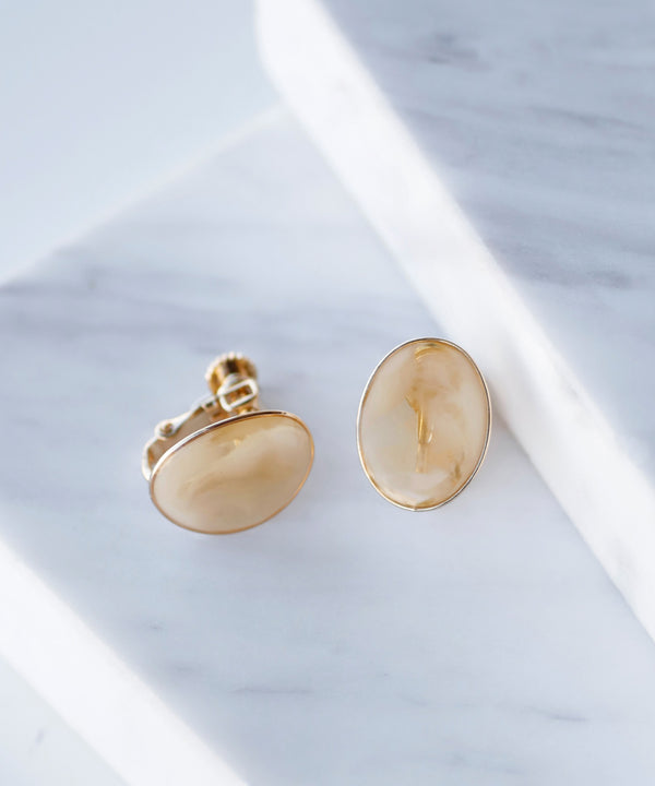 Chic colored earrings with shiny plates [oval]