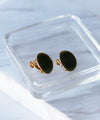 Chic colored earrings with shiny plates [oval]
