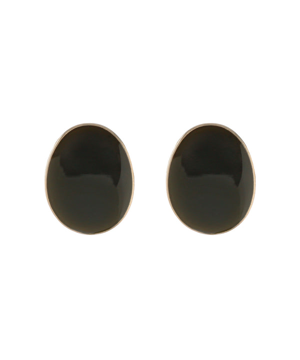 Chic colored earrings with shiny plates [oval]