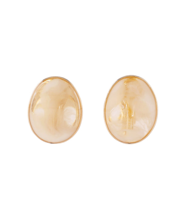 Chic colored earrings with shiny plates [oval]