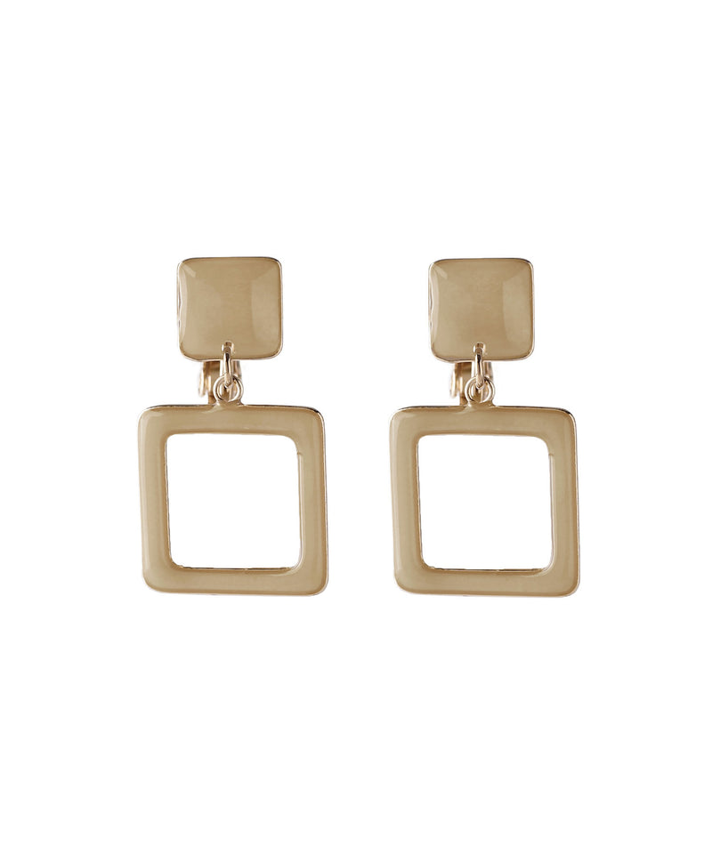 つやつやプレートのシックカラーイヤリング[スクエア]
