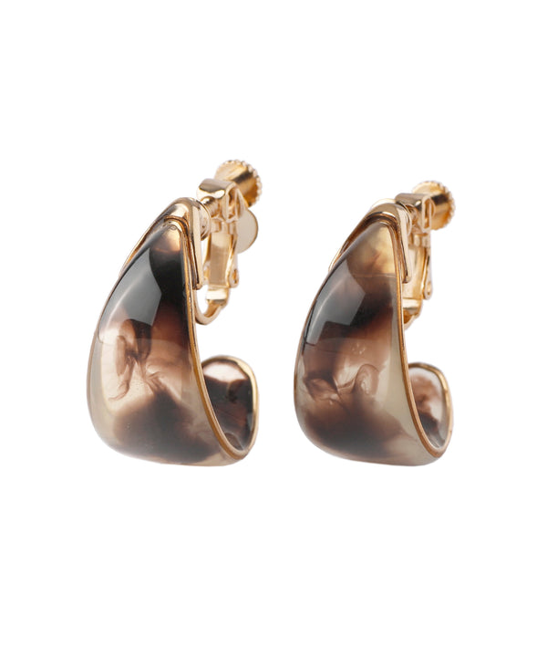 つやつやプレートのシックカラーイヤリング[カール][M]
