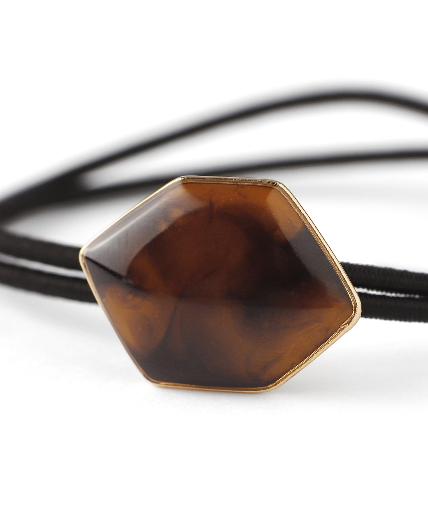 ANEMONE】ゴールドフレームの艶めきヘキサゴンプレートのヘアゴム