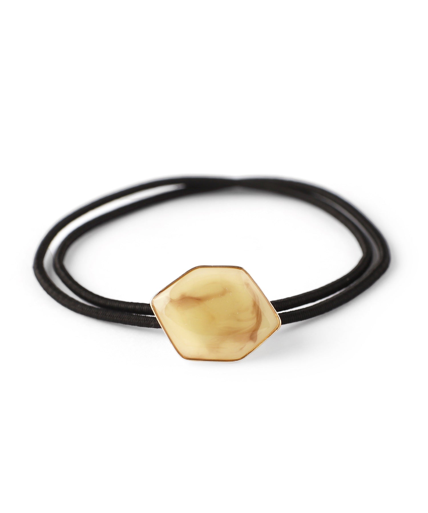 ANEMONE】ゴールドフレームの艶めきヘキサゴンプレートのヘアゴム