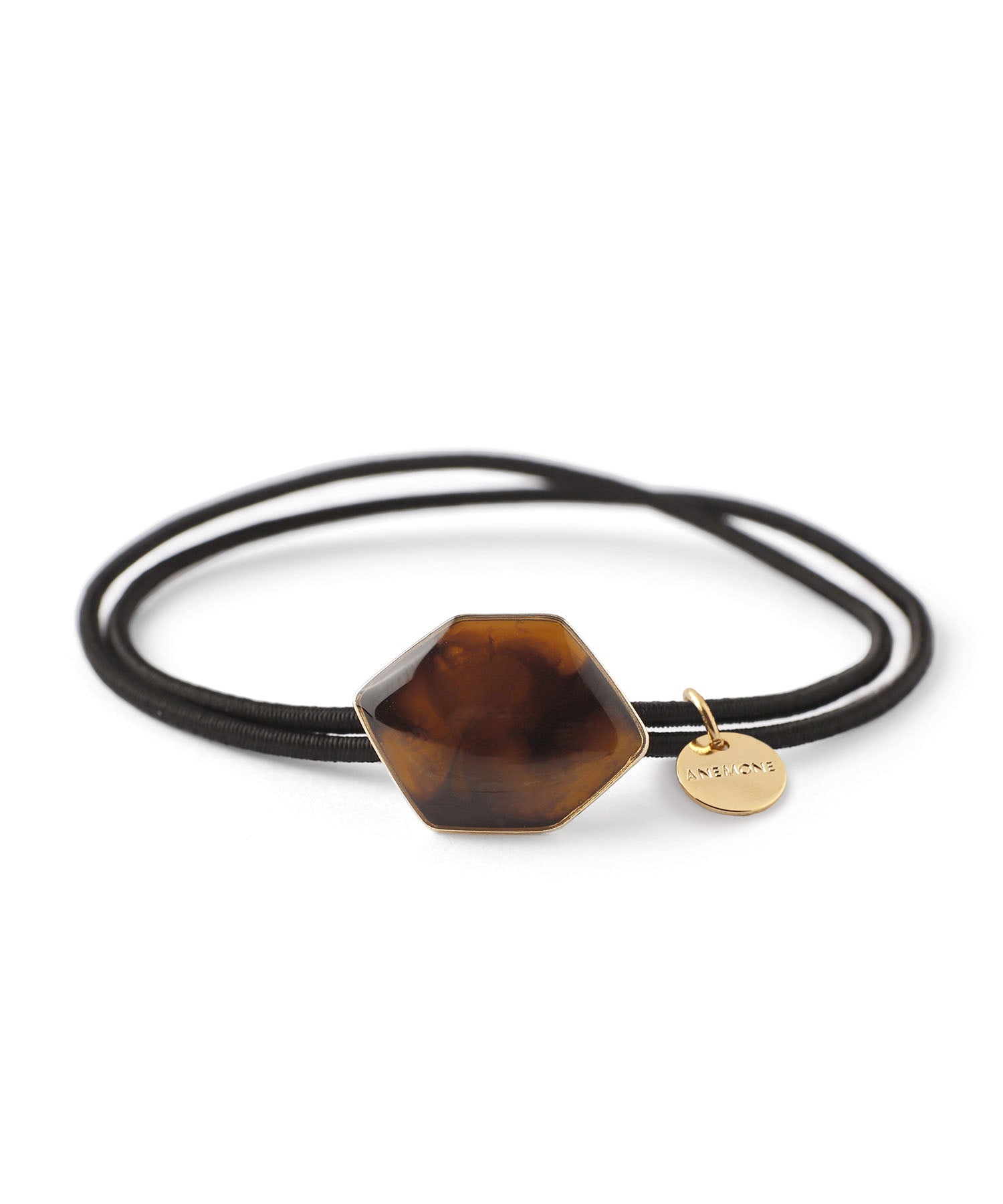 ANEMONE】ゴールドフレームの艶めきヘキサゴンプレートのヘアゴム