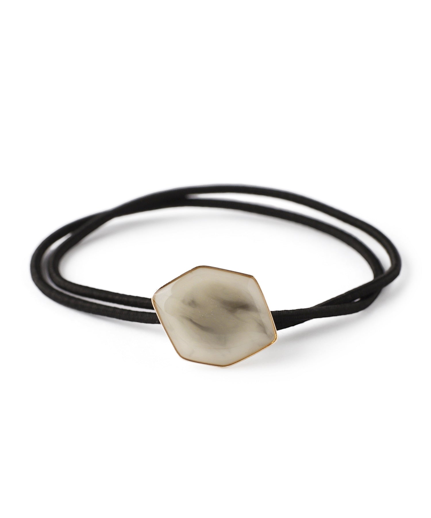 ヘアゴム No.223 ANEMONE】ゴールドフレームの艶めきヘキサゴンプレートのヘアゴム