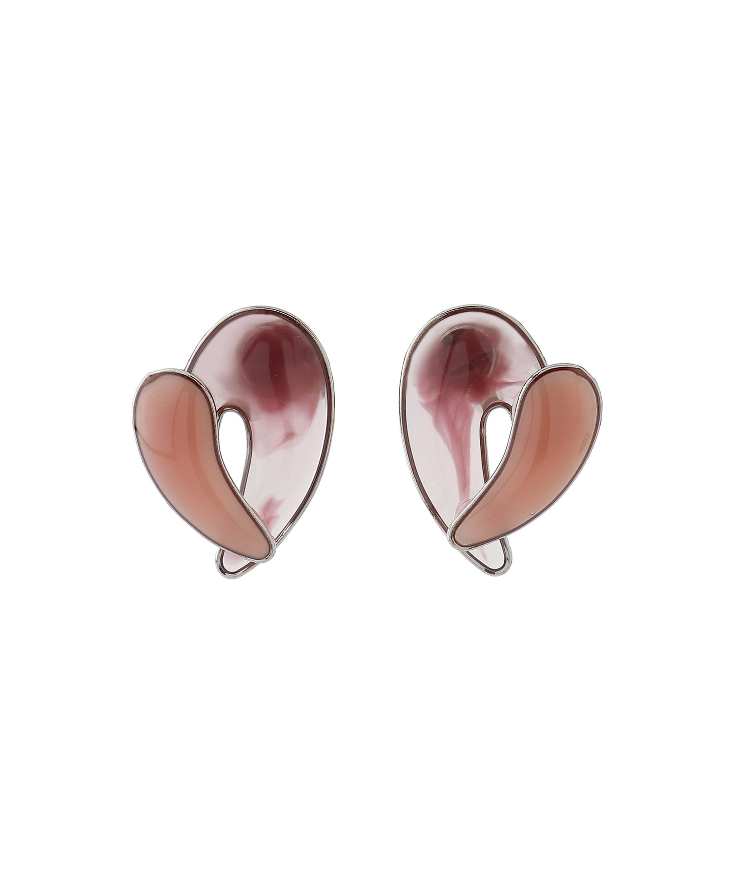 【117】ハートのイヤリング／マーブル模様 チャーム ハート マーブル模様 2個 アクセサリー ピアス イヤリング