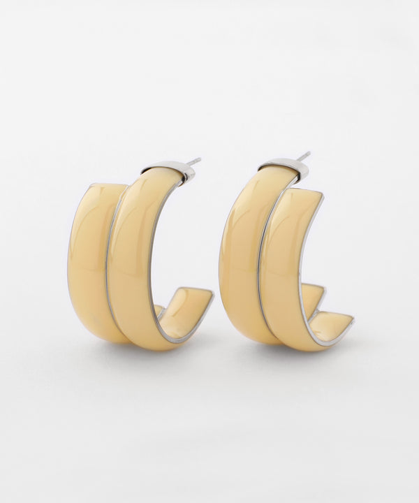 カラーダブルラインフープピアス[Ownideal]