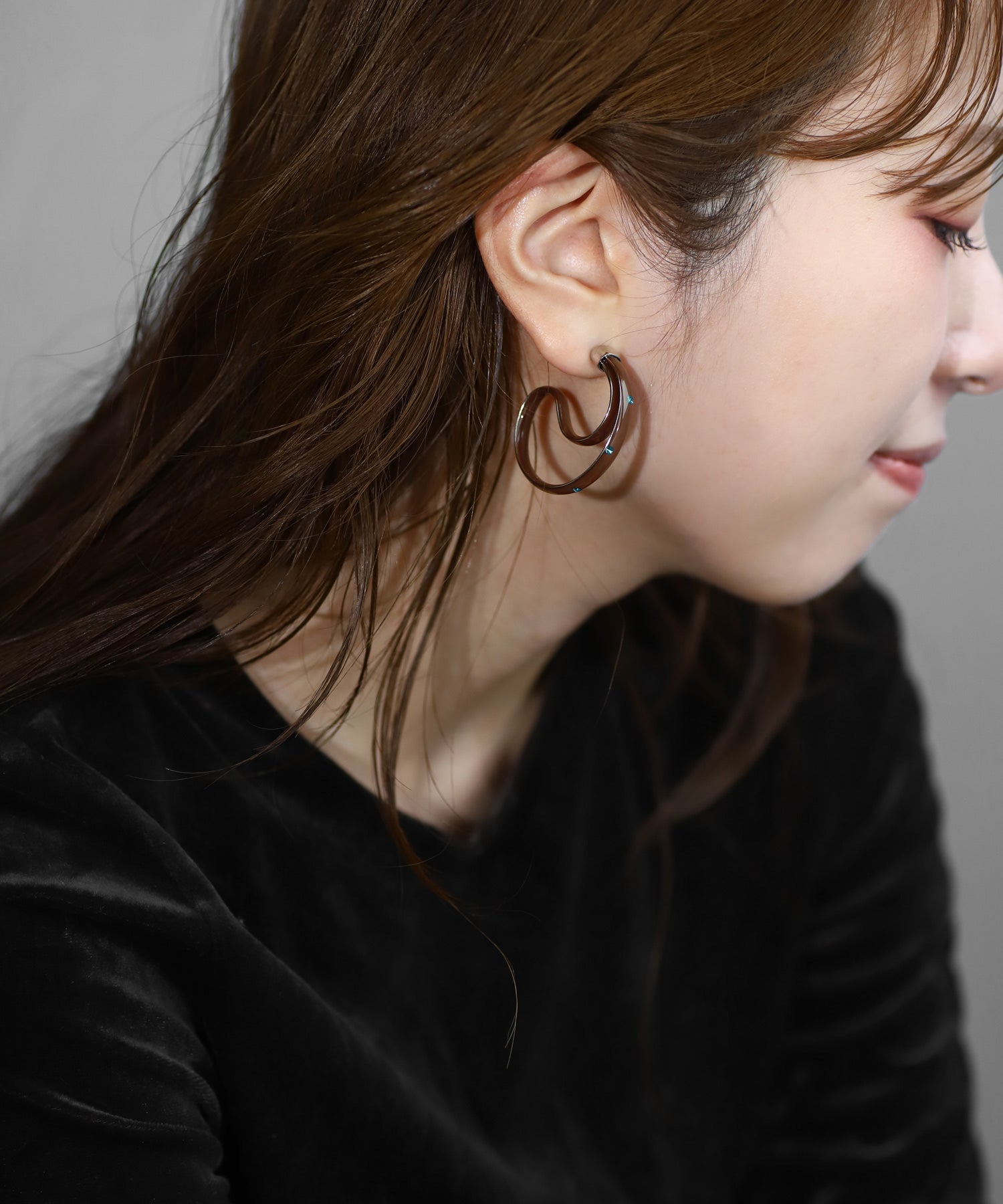 mimi33】カラービジューフープピアス[Ownideal]｜アネモネ・シエナロゼ
