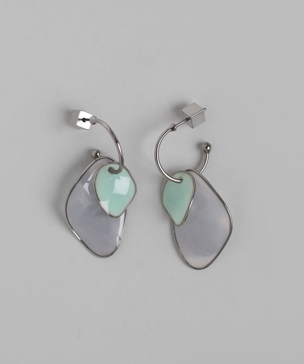 マーブルプレートフープピアス[Sheerchic]