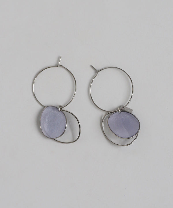 Glitter x Clear Plate 2-Way Hoop Earrings [Sheerchic]