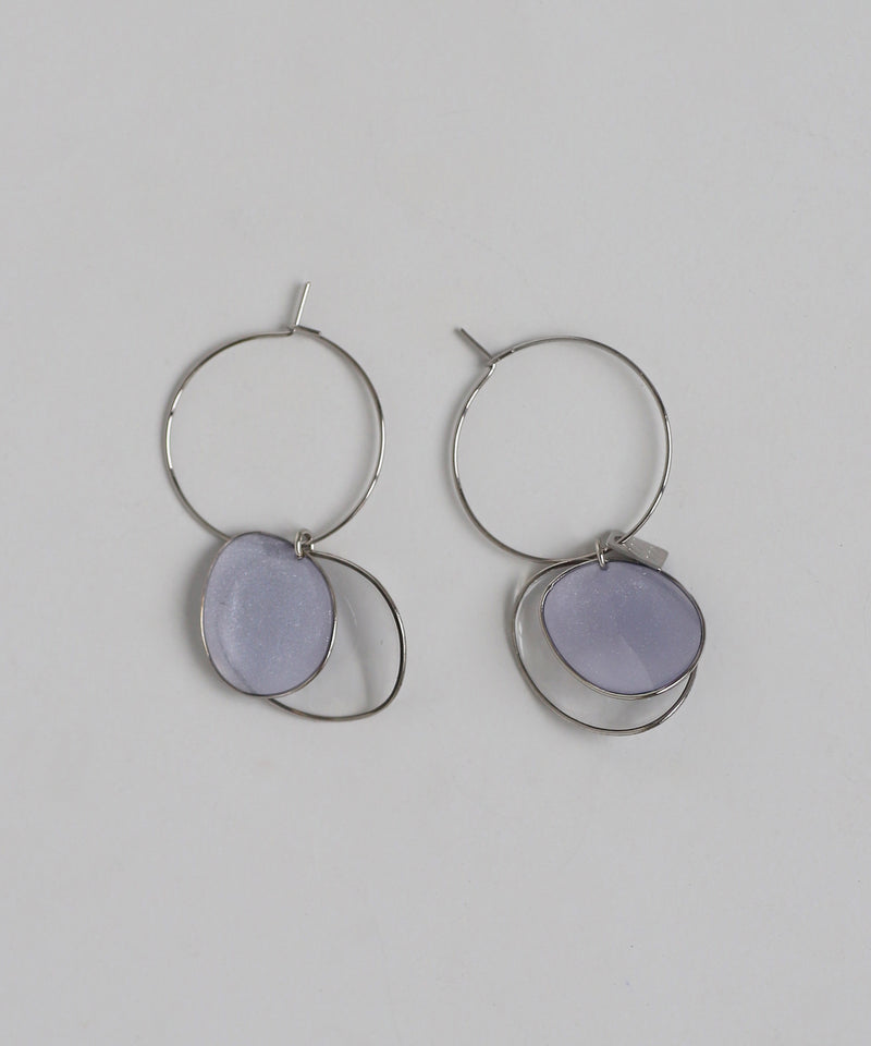 Glitter x Clear Plate 2-Way Hoop Earrings [Sheerchic]