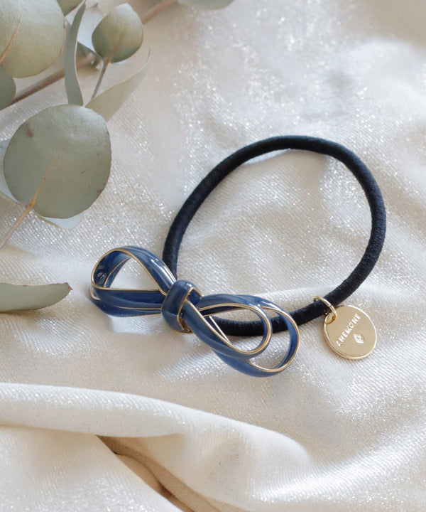 Chic colored glossy ribbon hair tie