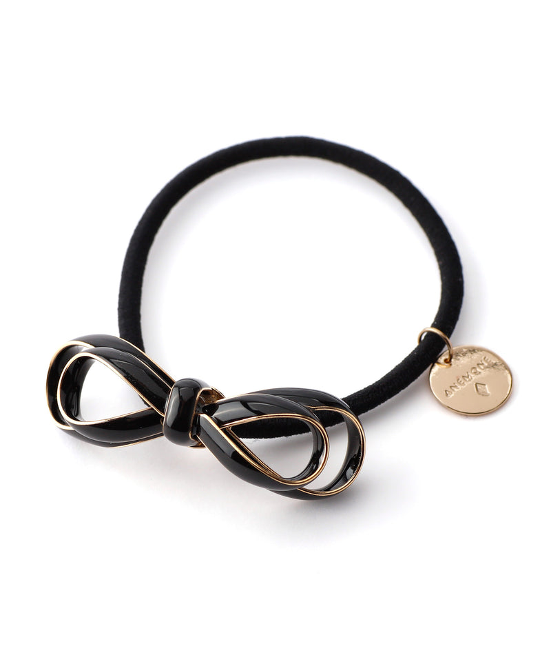 Chic colored glossy ribbon hair tie