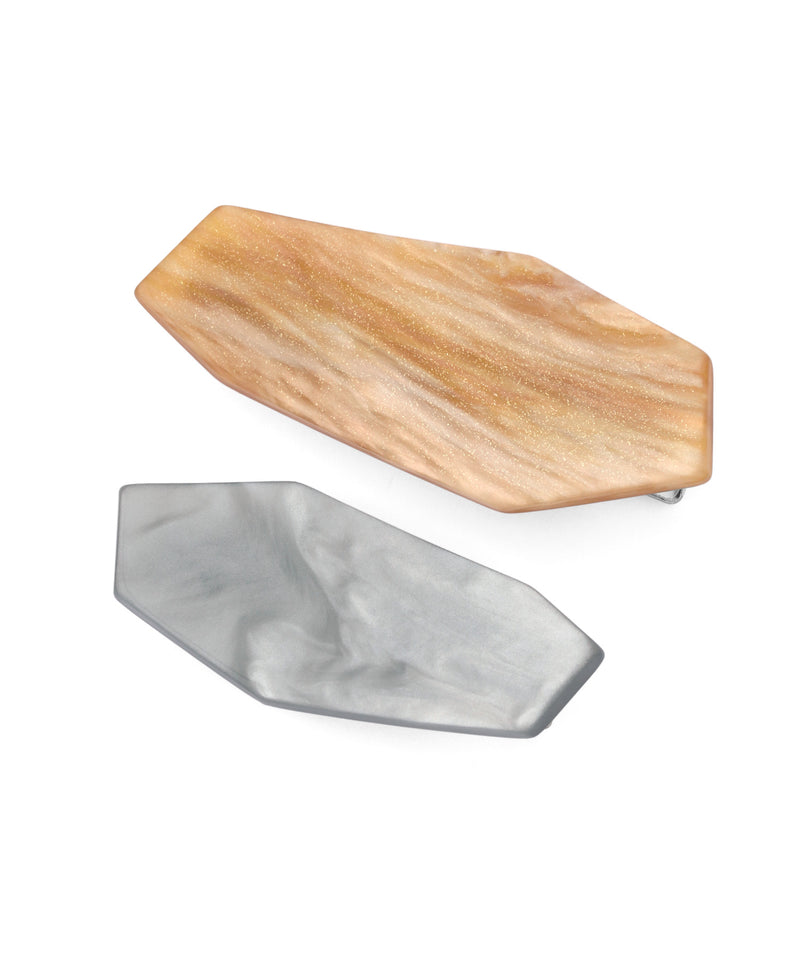 Nuanced color polygon plate hair clips (set of 2)