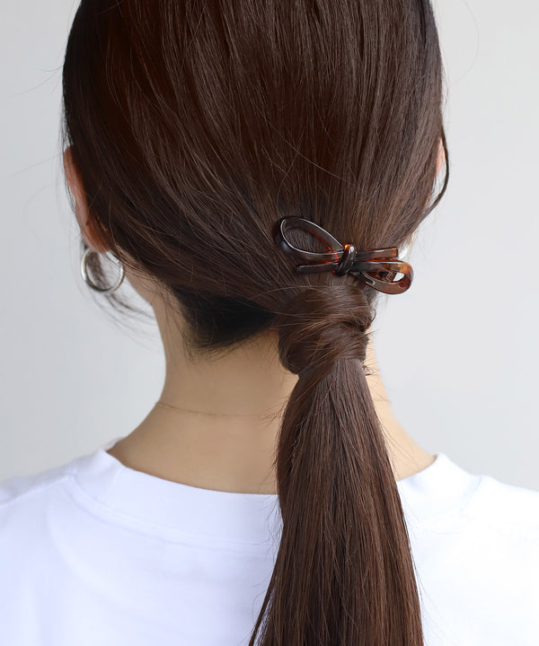 シックカラーリボンヘアクリップ