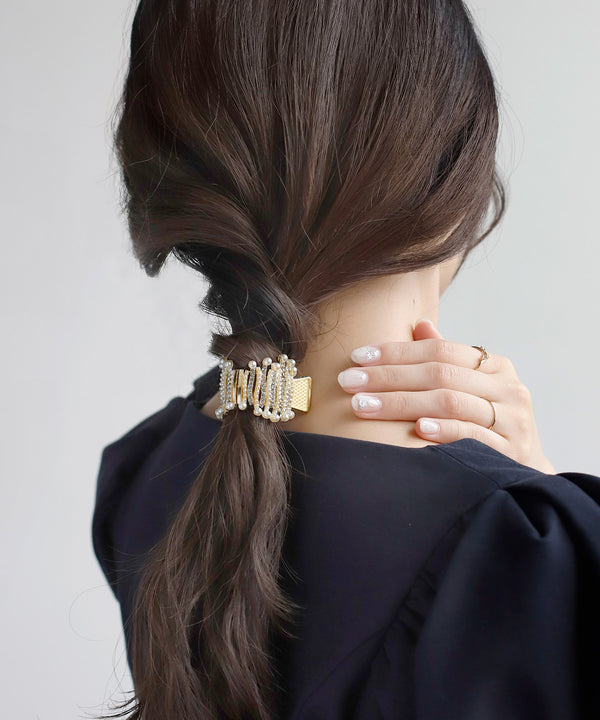 パール×ビジューヘアクリップ