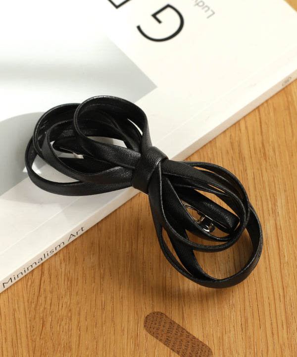 レザー調リボンバレッタ