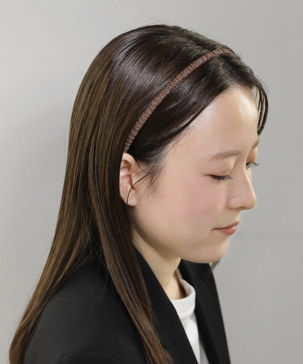 レザー調ギャザースリムカチューシャ