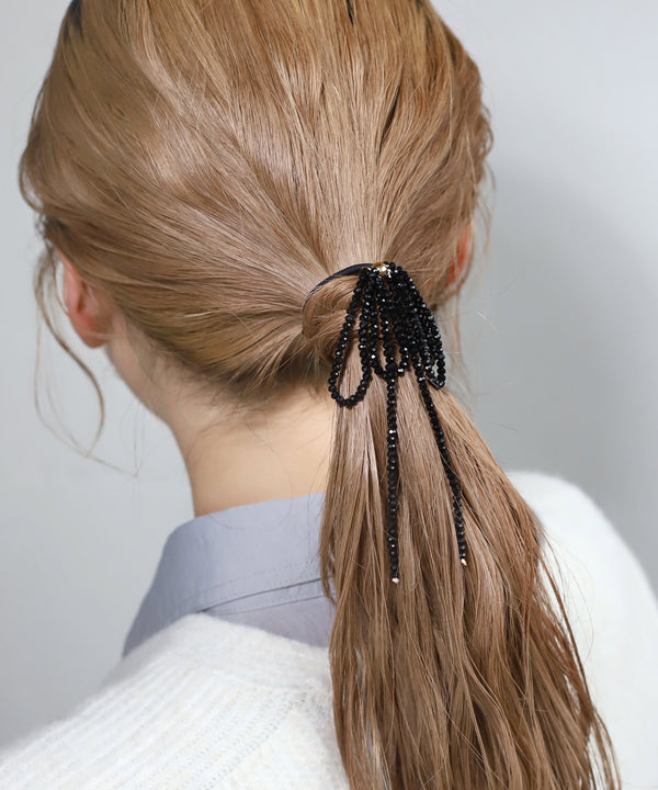 ビーズリボンヘアゴム