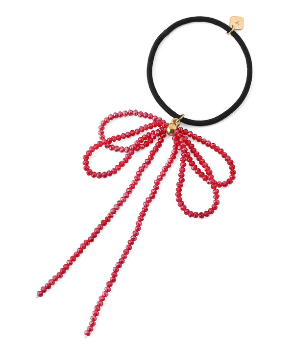 ビーズリボンヘアゴム