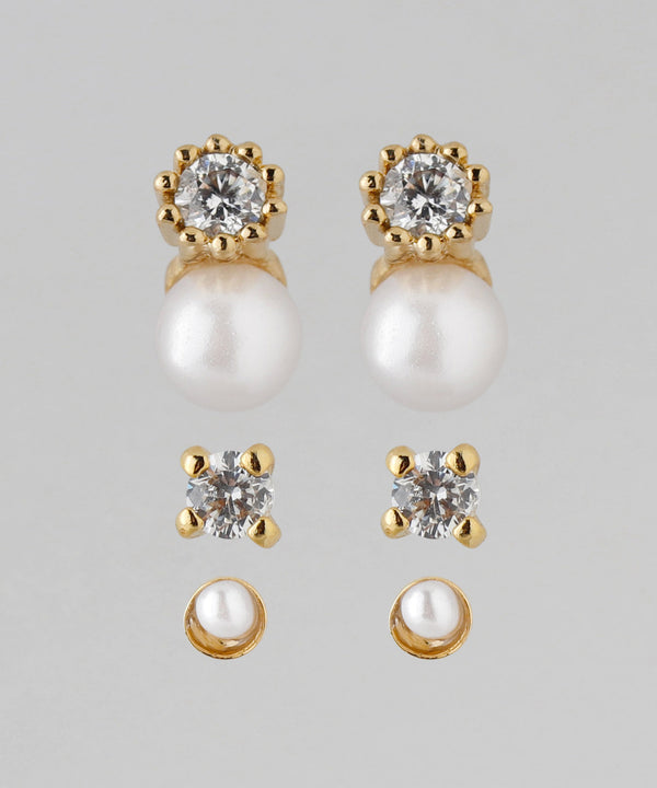 パール×ビジューピアス[3ペアセット]