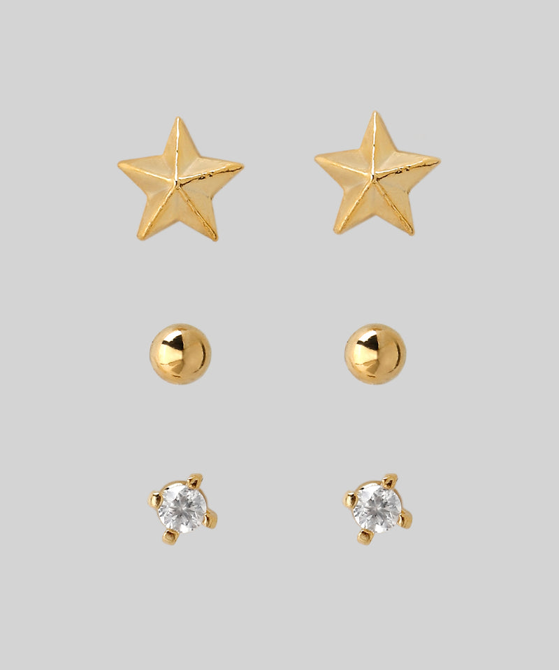星星 x 寶石耳環 [3 個成對套裝]