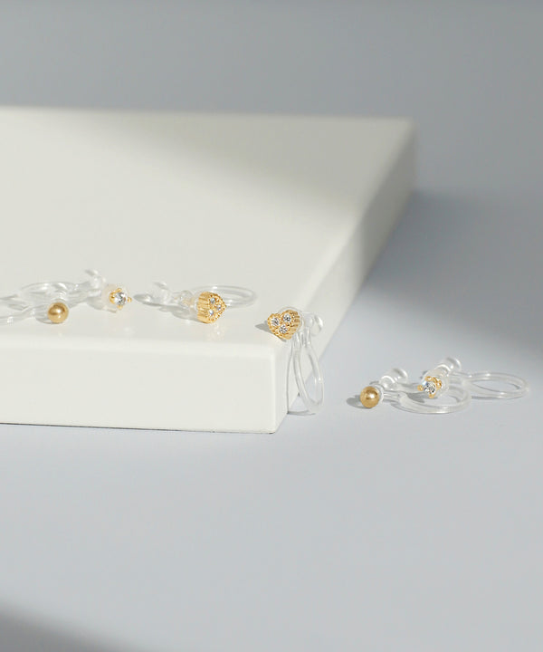 ビジューハートイヤリング[3ペアセット]