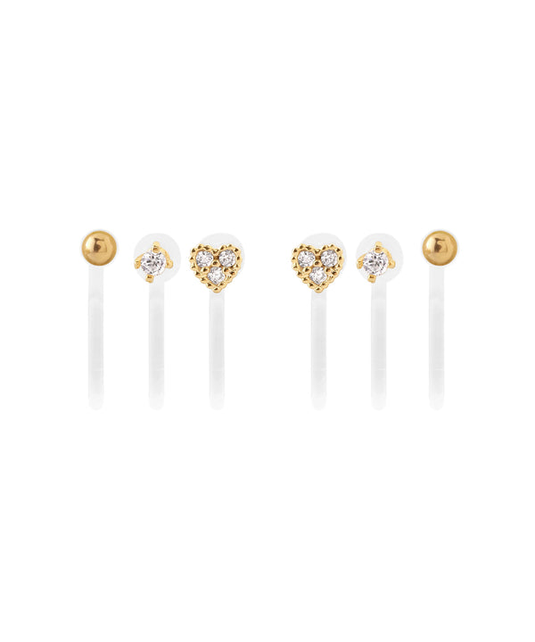 ビジューハートイヤリング[3ペアセット]