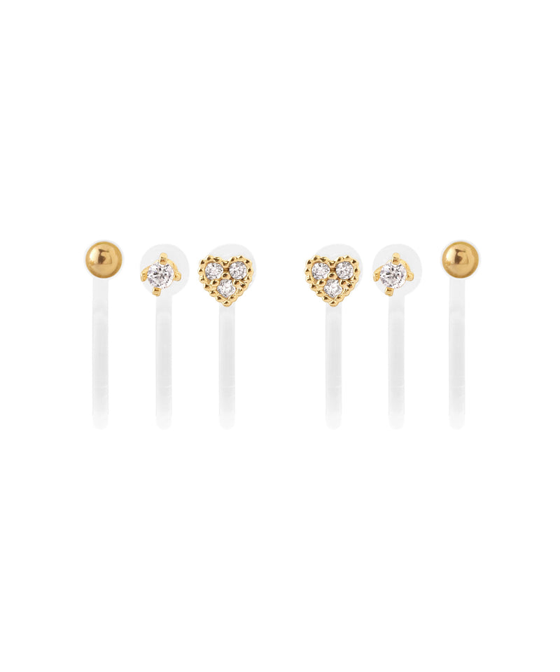 ビジューハートイヤリング[3ペアセット]