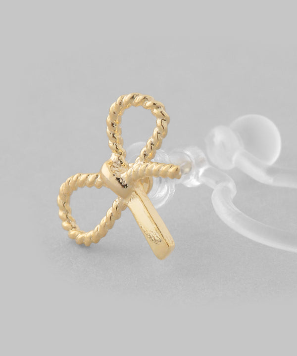 Metal ribbon earrings [set of 3 pairs]