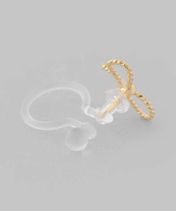 Metal ribbon earrings [set of 3 pairs]