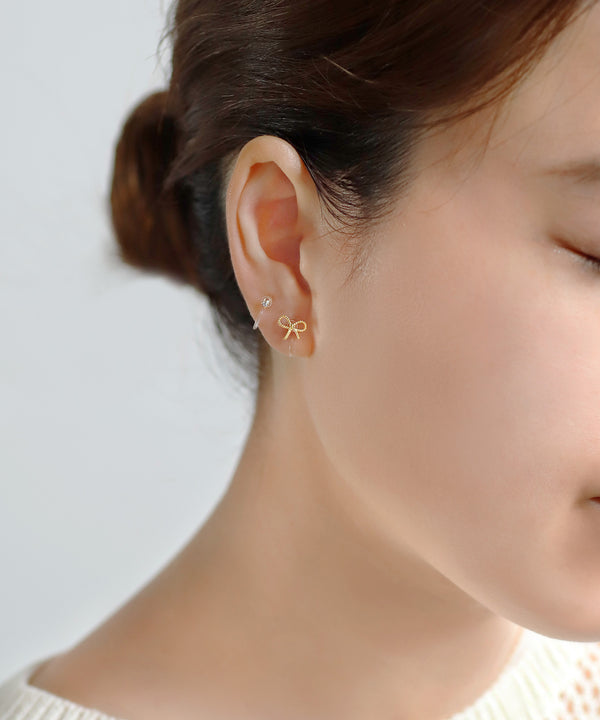 Metal ribbon earrings [set of 3 pairs]