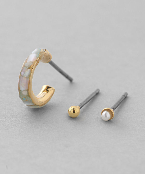 シェルフープピアス[3ペアセット]