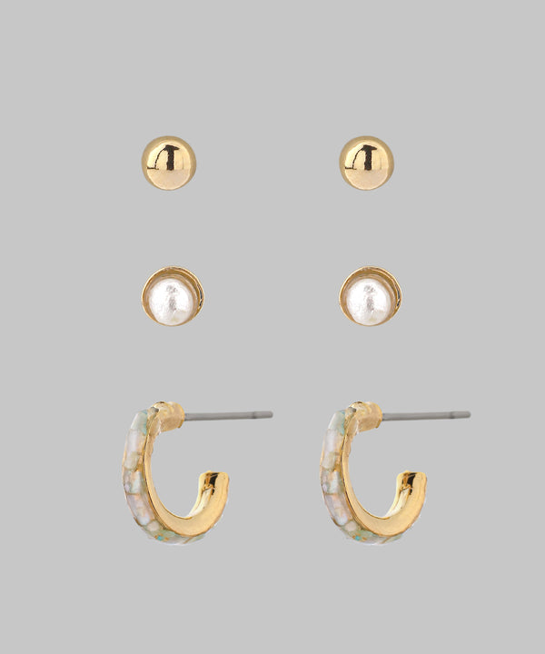 シェルフープピアス[3ペアセット]