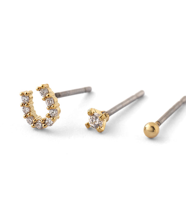 ホースシュービジューピアス[3ペアセット]