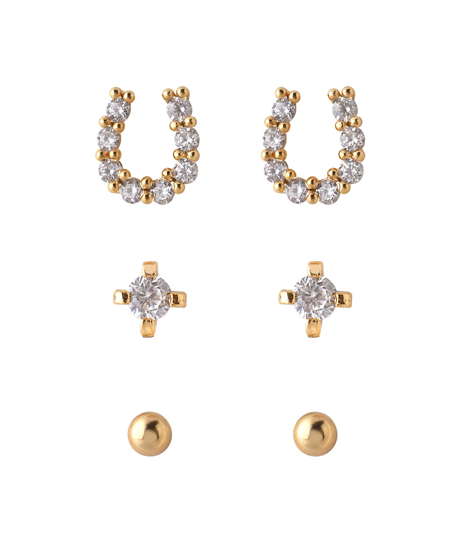 ANEMONE】ホースシュービジューピアス[3ペアセット]｜SANPO ONLINE