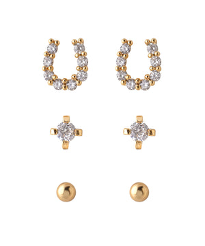 ホースシュービジューピアス[3ペアセット]